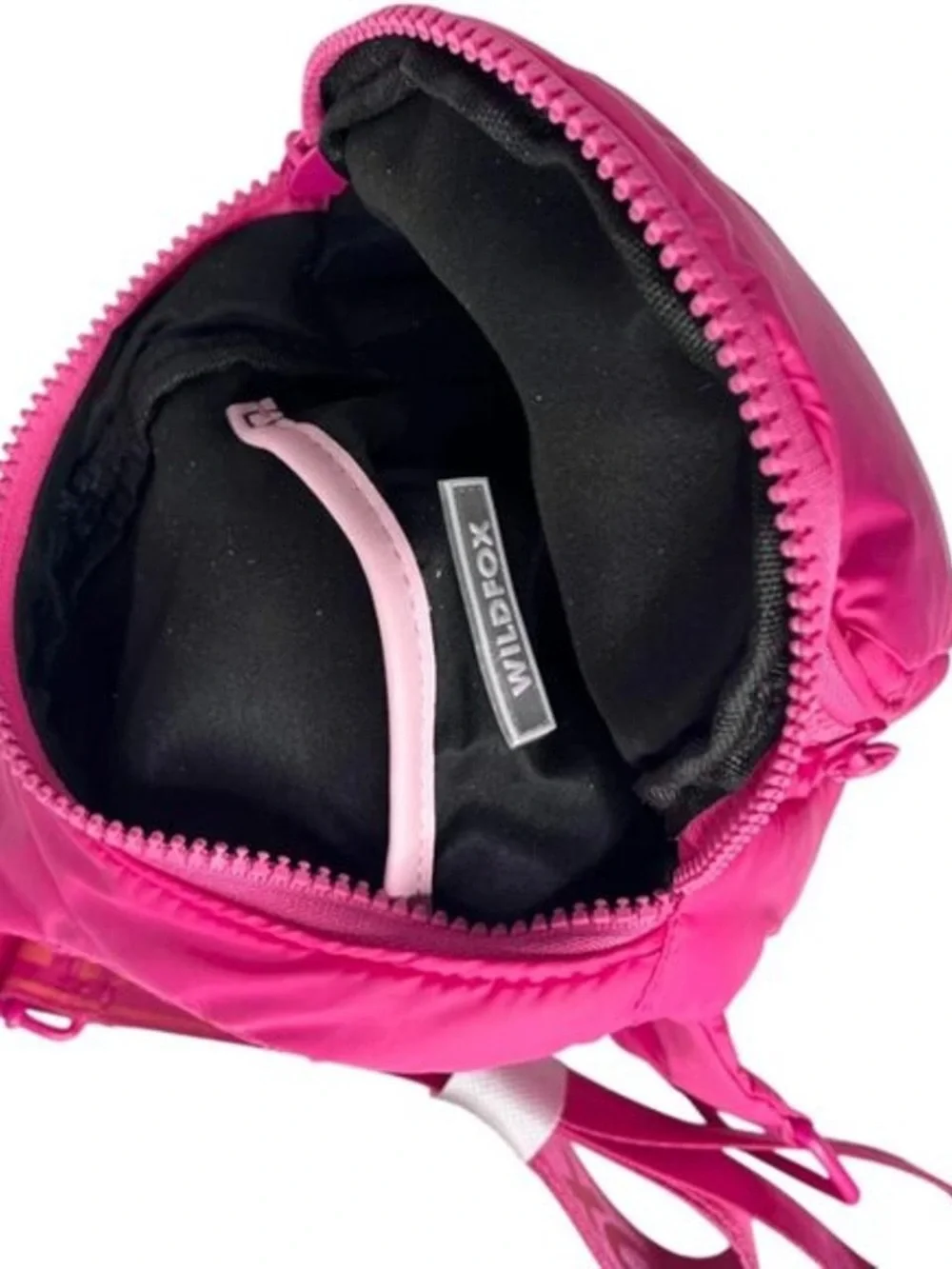 Wildfox Parachute Crossbody Zip Sling Belt Bag Handbag Purse Pink Puffy School
